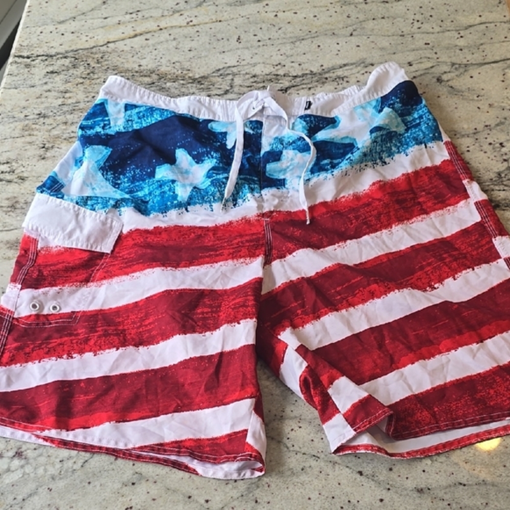 4th of July Joe Boxer Men's Red, White, and Blue Swim Shorts size xl